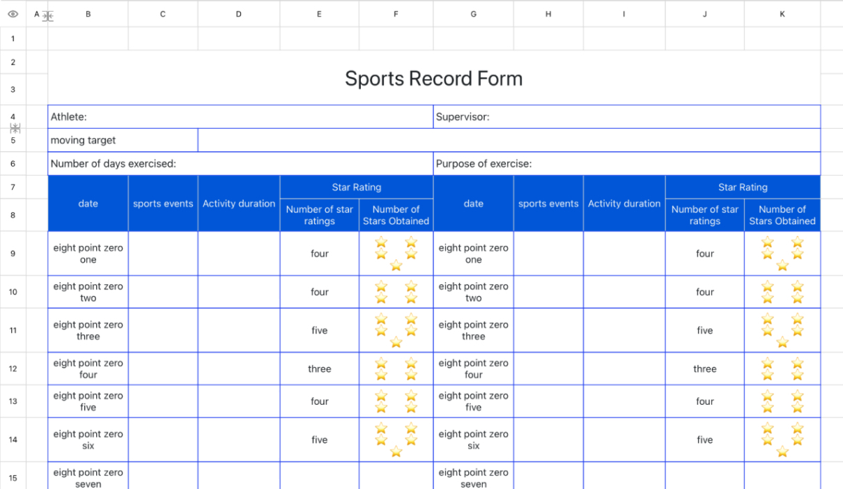 Sports Record Form